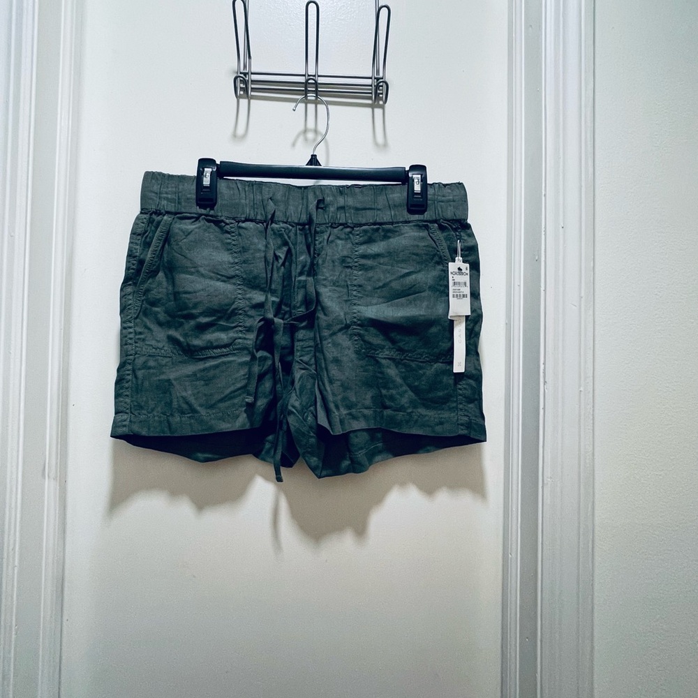 Caslon Linen Drawstring Shorts Green Size M
